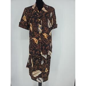 Vtg Rickie Freeman Teri Jon Womens Skirt Suit Jacket Linen 12 Skirt Silk 10